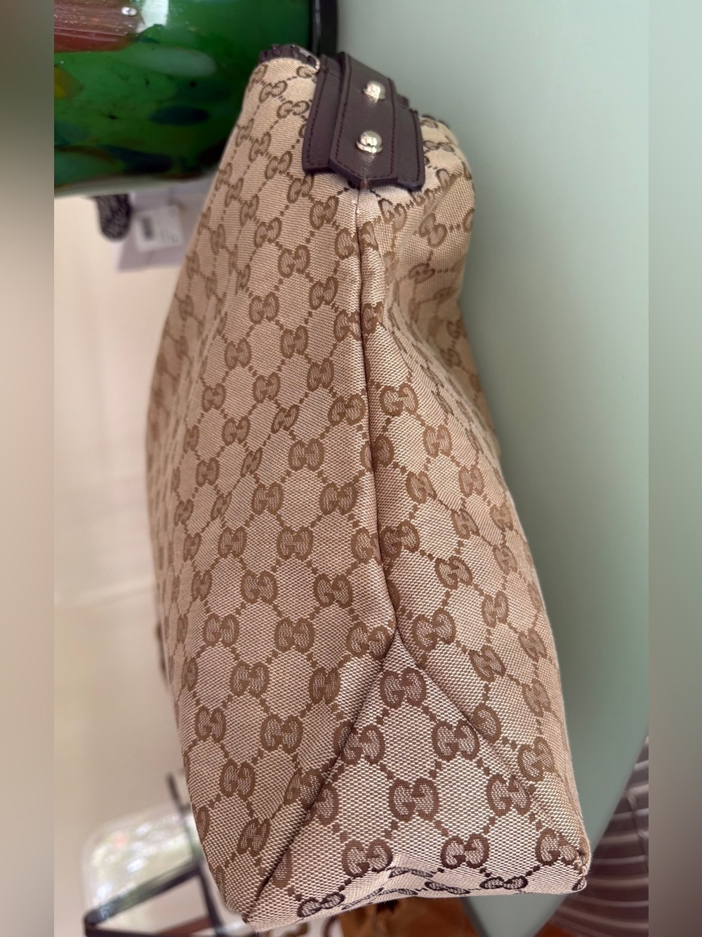 ICONIC VTG GUCCI Large GG Canvas Horsebit Hobo Bag w Leather Trim - EVC w Duster - Picture 13 of 16